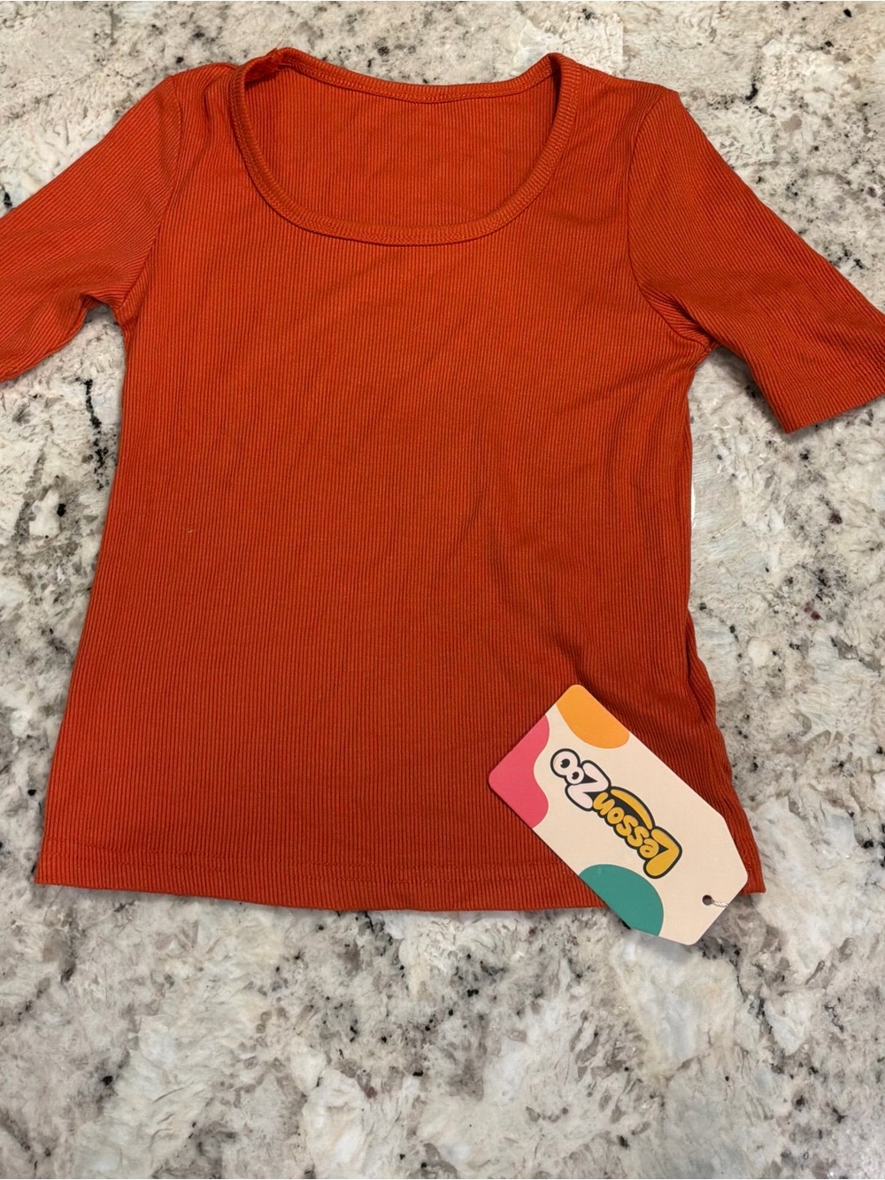 Youth Ribbed Scoop Neck Tee in Bright Orange by